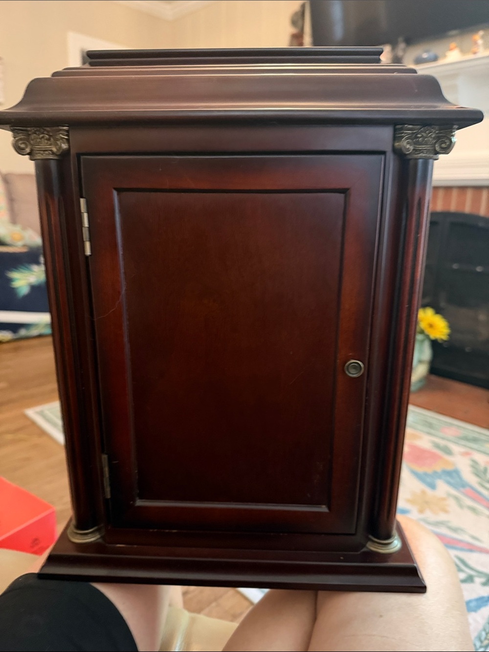 Bombay Co Mahogany Wooden Key Cabinet with Column Accents